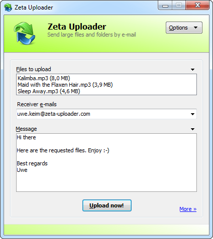 Zeta Uploader - Send large Files online